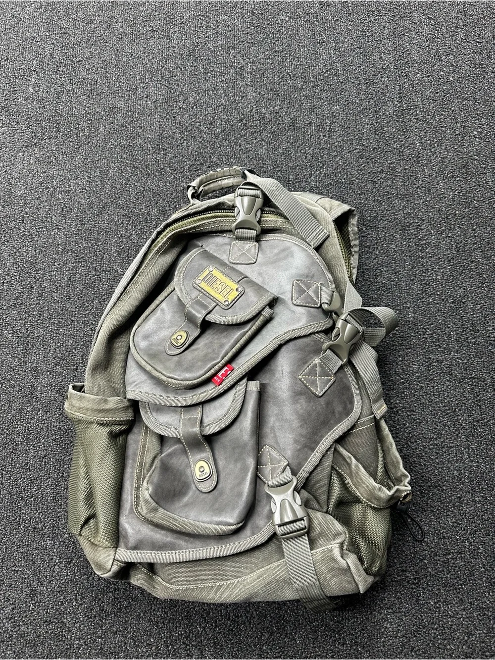 Diesel Backpack Bag Spare Parts Streetwear Techwear Gray Multipocket Strap